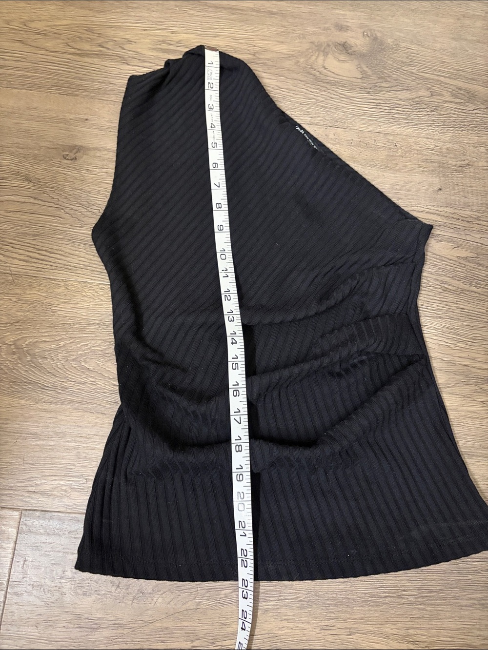 Zara Black One-Shoulder Ribbed Top - Picture 5 of 6